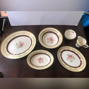 Antique Dish Set. 6 Pieces. Gold Trim. Sydney British Anchor. England